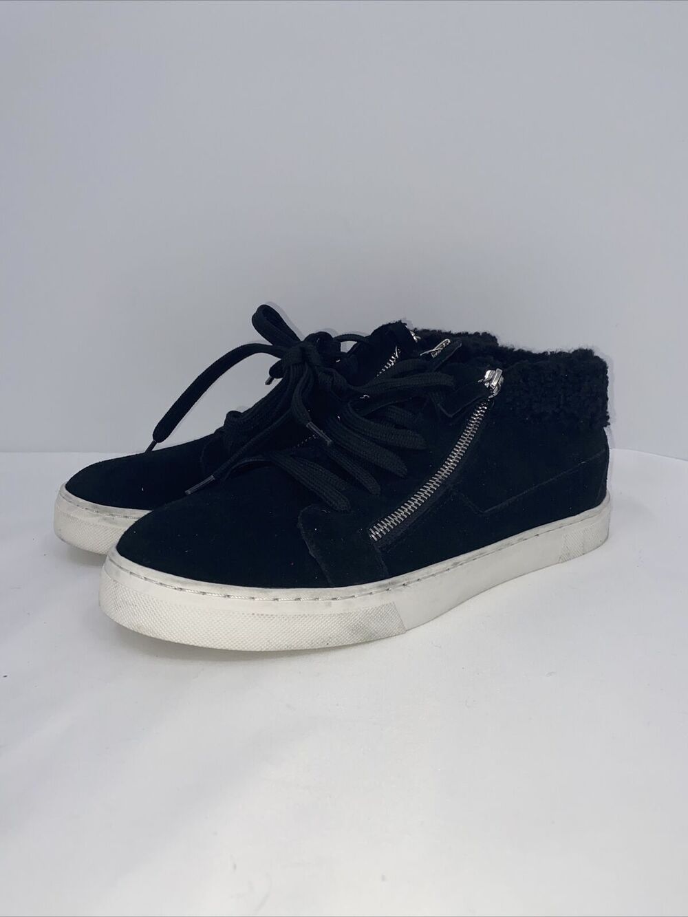 Steve Madden Womens Mid Top Kameo Suede Side Zip Lace-Up Shoes Sneakers Size 10